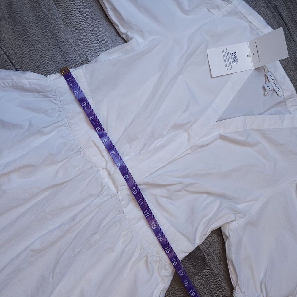 FREE ASSEMBLY white puff sleeve midi dress bridal shower graduation large - Picture 4 of 11